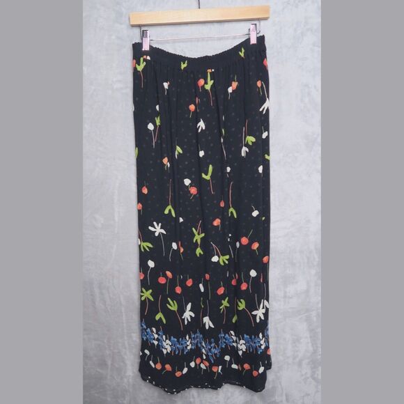 CAROLE ANDERSON Vintage Dark Floral Maxi Wrap Skirt Size S High Slit Mixed Print - Picture 4 of 9